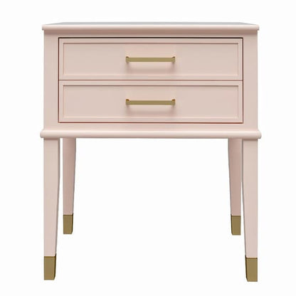 Westerleigh Wooden End Table With 2 Drawers In Pink
