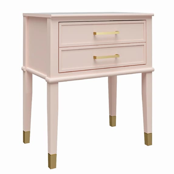 Westerleigh Wooden End Table With 2 Drawers In Pink