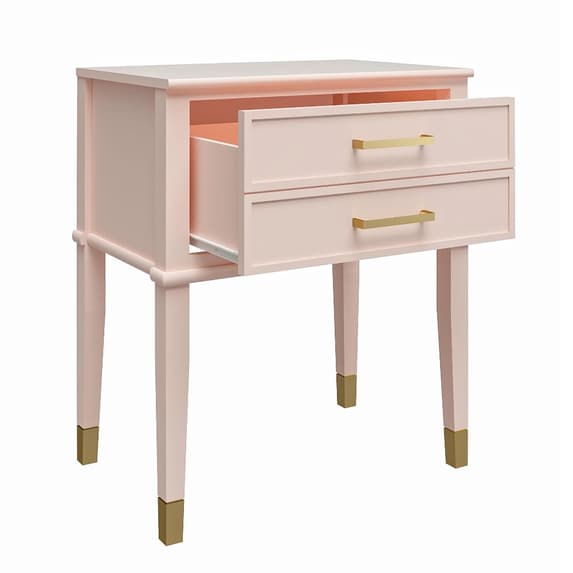 Westerleigh Wooden End Table With 2 Drawers In Pink
