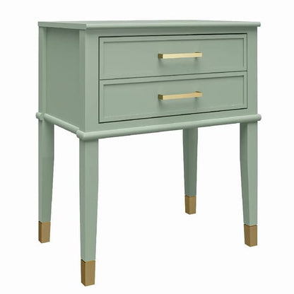 Westerleigh Wooden End Table With 2 Drawers In Light Green