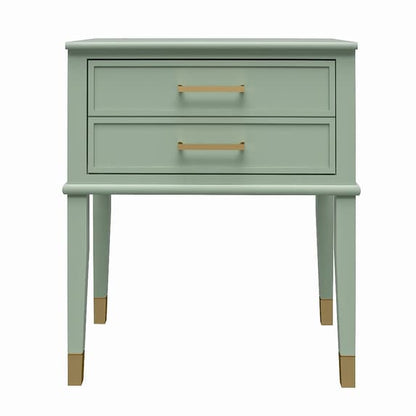 Westerleigh Wooden End Table With 2 Drawers In Light Green