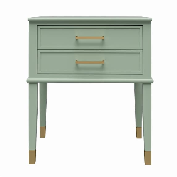 Westerleigh Wooden End Table With 2 Drawers In Light Green