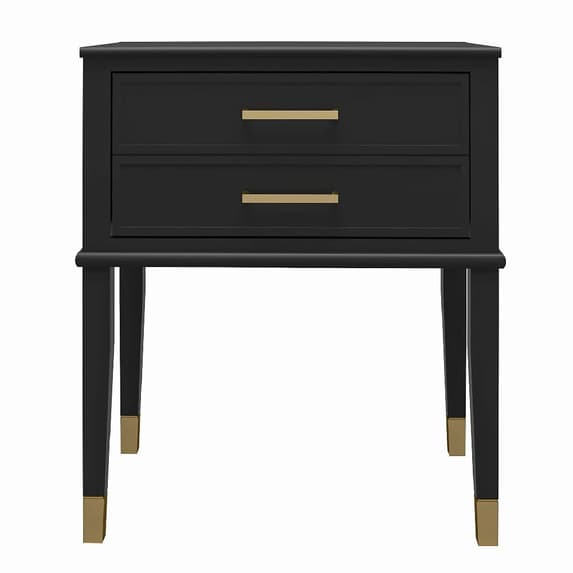 Westerleigh Wooden End Table With 2 Drawers In Black