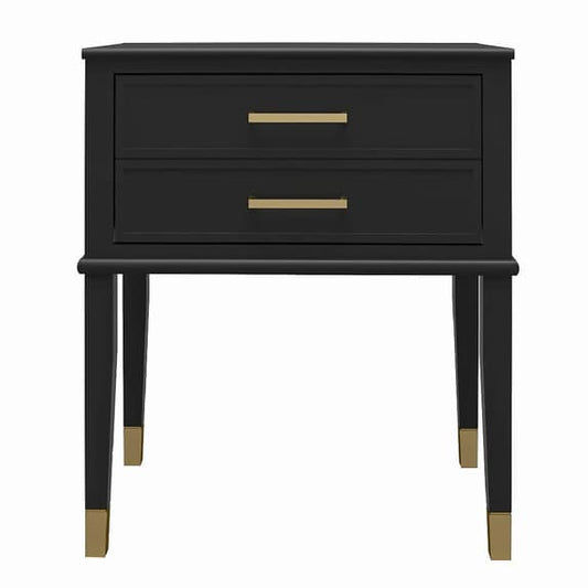 Westerleigh Wooden End Table With 2 Drawers In Black
