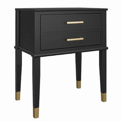 Westerleigh Wooden End Table With 2 Drawers In Black