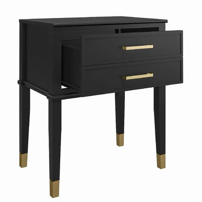 Westerleigh Wooden End Table With 2 Drawers In Black