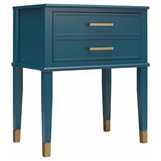 Westerleigh Wooden End Table With 2 Drawers In Moroccan Blue