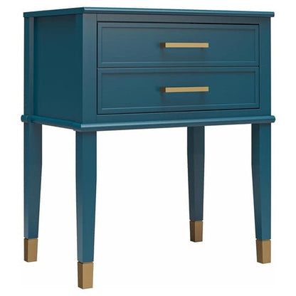 Westerleigh Wooden End Table With 2 Drawers In Moroccan Blue