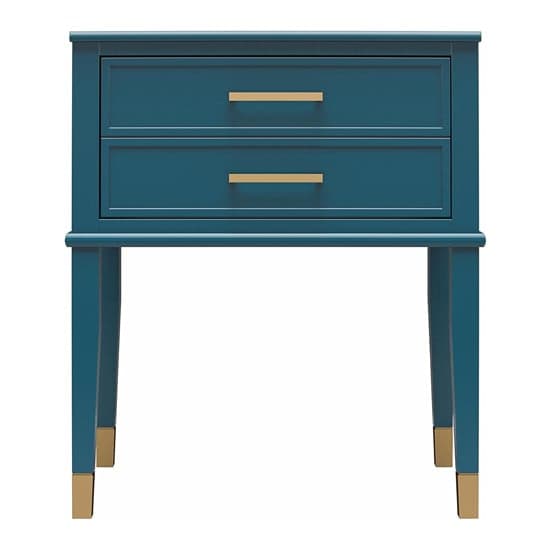 Westerleigh Wooden End Table With 2 Drawers In Moroccan Blue