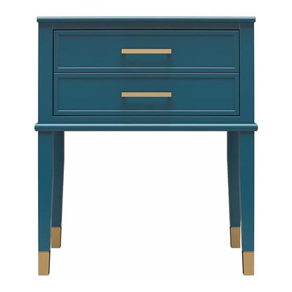 Westerleigh Wooden End Table With 2 Drawers In Moroccan Blue