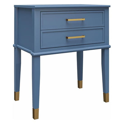 Westerleigh Wooden End Table With 2 Drawers In Stone Blue