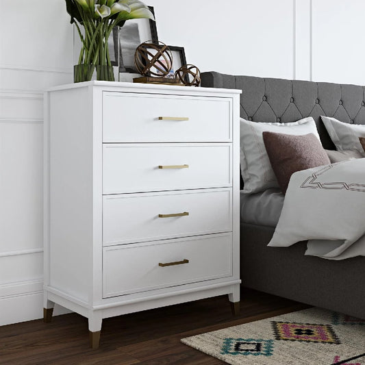 Westerleigh Wooden Chest Of 4 Drawers In White