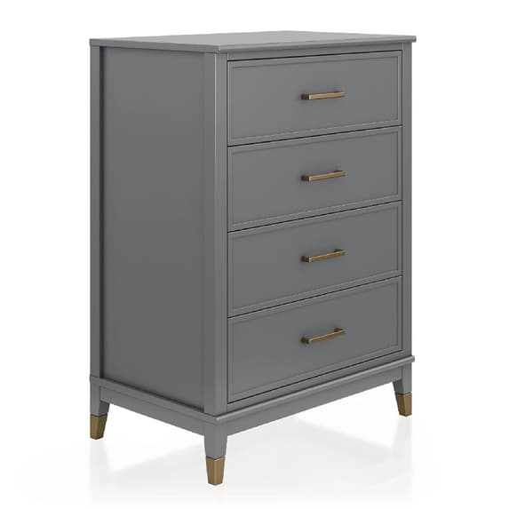 Westerleigh Wooden Chest Of 4 Drawers In Graphite Grey