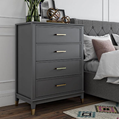 Westerleigh Wooden Chest Of 4 Drawers In Graphite Grey
