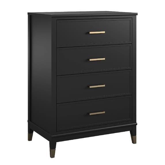 Westerleigh Wooden Chest Of 4 Drawers In Black