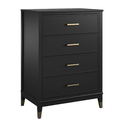 Westerleigh Wooden Chest Of 4 Drawers In Black