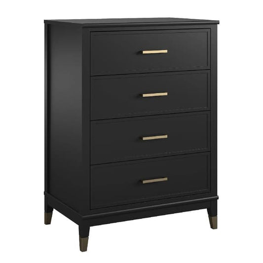 Westerleigh Wooden Chest Of 4 Drawers In Black