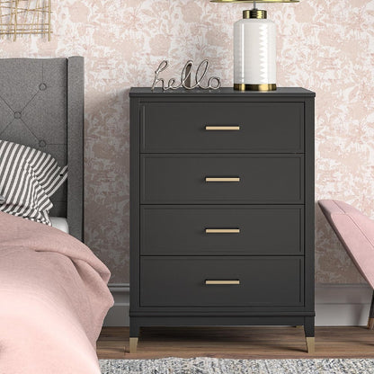 Westerleigh Wooden Chest Of 4 Drawers In Black