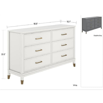 Westerleigh Wooden Chest Of 6 Drawers In Graphite Grey