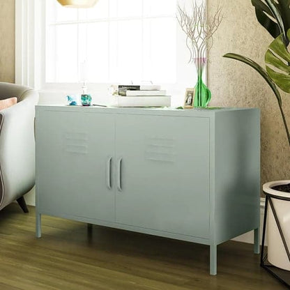 Mission District Metal Sideboard With 2 Doors In Pale Green