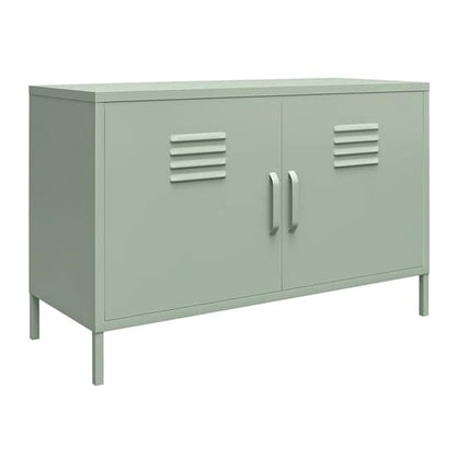 Mission District Metal Sideboard With 2 Doors In Pale Green