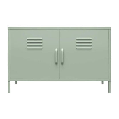 Mission District Metal Sideboard With 2 Doors In Pale Green