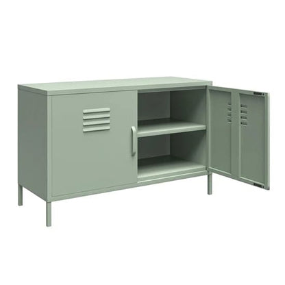 Mission District Metal Sideboard With 2 Doors In Pale Green
