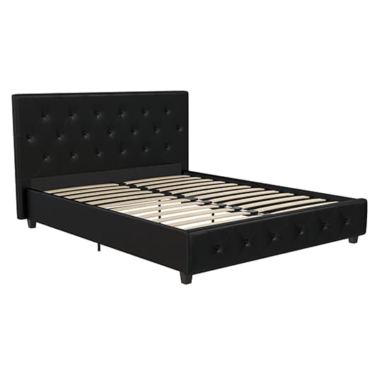 Dakota Faux Leather Double Bed In Black