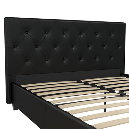 Dakota Faux Leather King Size Bed In Black