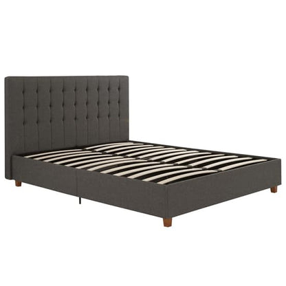 Emily Linen Fabric King Size Bed In Grey