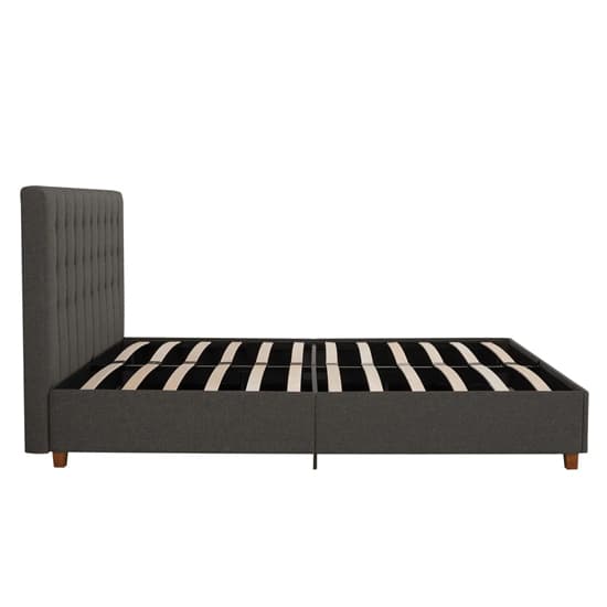 Emily Linen Fabric King Size Bed In Grey
