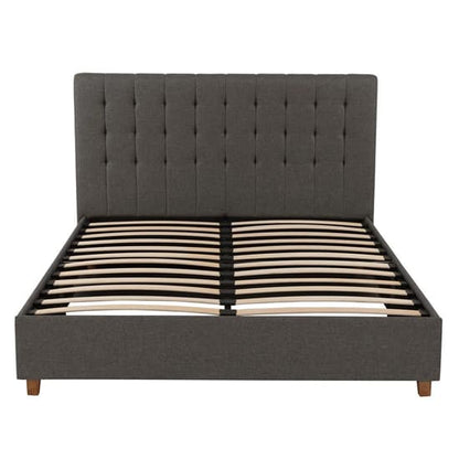 Emily Linen Fabric King Size Bed In Grey