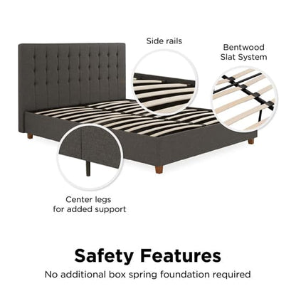 Emily Linen Fabric King Size Bed In Grey