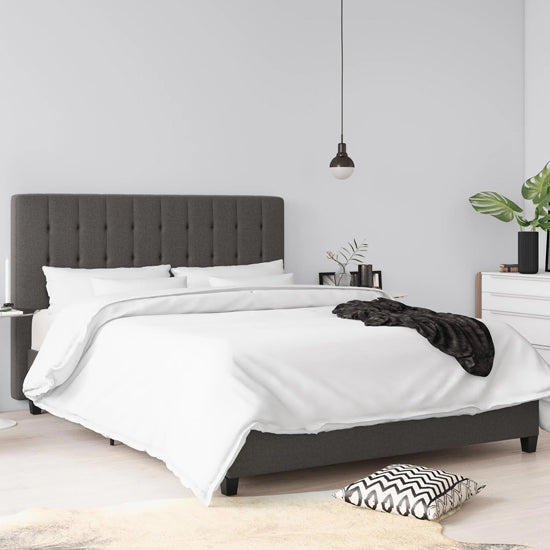 Emily Linen Fabric King Size Bed In Grey