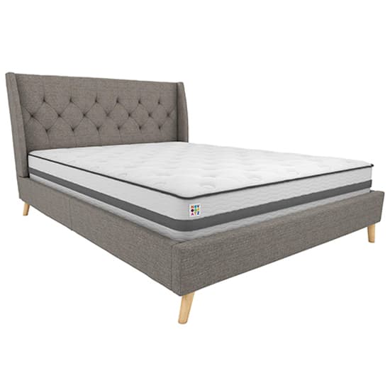 Her Majesty Linen Fabric Double Bed In Grey