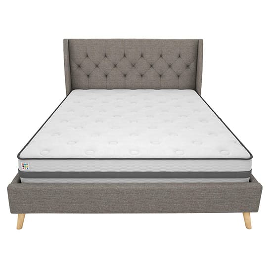Her Majesty Linen Fabric Double Bed In Grey