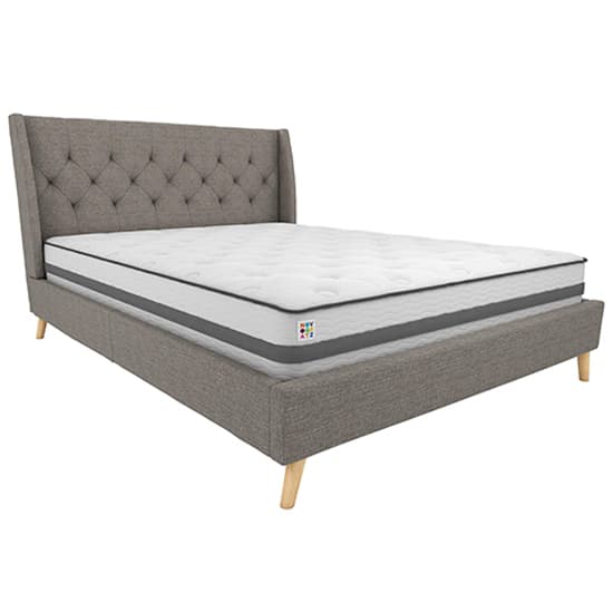 Her Majesty Linen Fabric King Size Bed In Grey