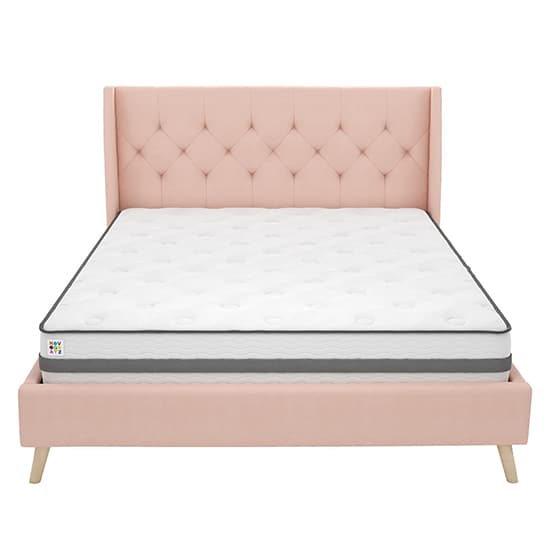 Her Majesty Linen Fabric Double Bed In Pink