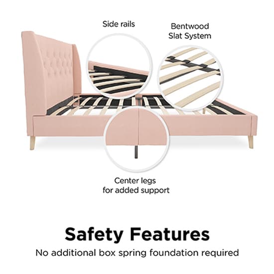 Her Majesty Linen Fabric Double Bed In Pink