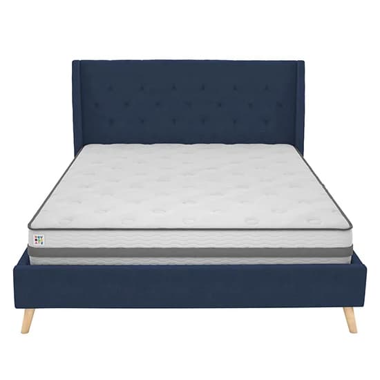 Her Majesty Linen Fabric King Size Bed In Blue