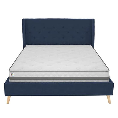 Her Majesty Linen Fabric King Size Bed In Blue