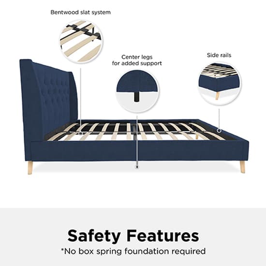 Her Majesty Linen Fabric King Size Bed In Blue