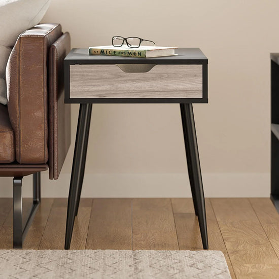 Copley Wooden End Table With 1 Drawer In Black Oak