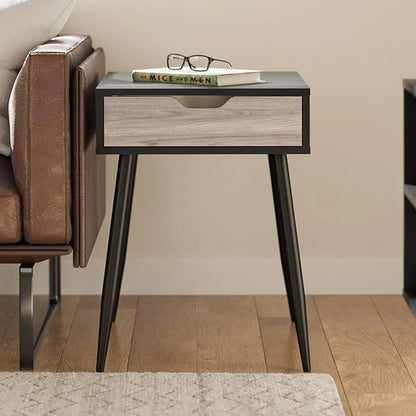 Copley Wooden End Table With 1 Drawer In Black Oak