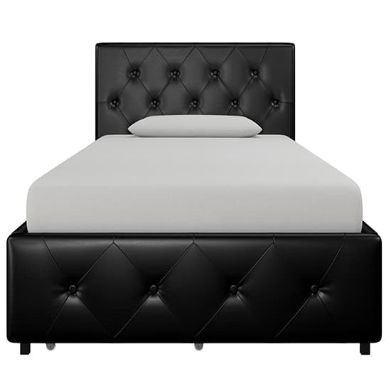 Dakota Faux Leather Single Bed With Storage Drawers In Black