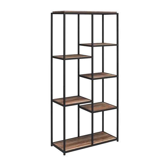 Quincy Wooden Bookcase With 5 Shelf In Weathered Oak