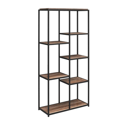 Quincy Wooden Bookcase With 5 Shelf In Weathered Oak