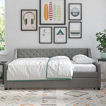 Her Majesty Linen Fabric Sofa Bed In Grey