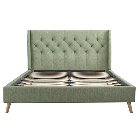 Her Majesty Linen Fabric Double Bed In Green