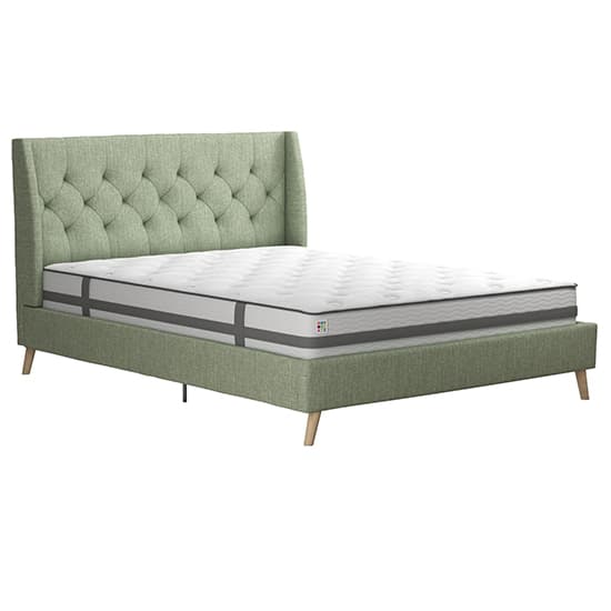 Her Majesty Linen Fabric King Size Bed In Green